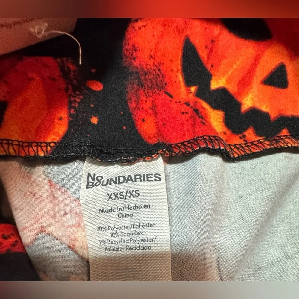 No Boundaries Orange Pumpkin Print Leggings XXS/XS- NWT